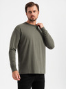 Ombre Clothing T-shirt LOOSE FIT a manica lunga in cotone da uomo - grigio-verde V3 OM-LSBC-0129 Ombre Clothing