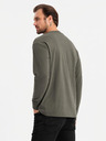 Ombre Clothing T-shirt LOOSE FIT a manica lunga in cotone da uomo - grigio-verde V3 OM-LSBC-0129 Ombre Clothing