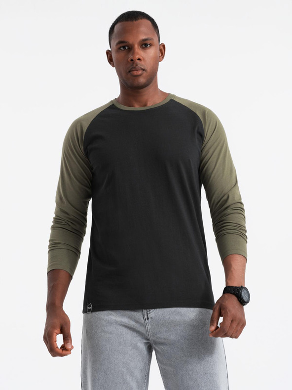 Ombre Clothing Maglietta a maniche lunghe stampata da uomo - Nero V1 OM-LSPT-0119 Ombre Clothing