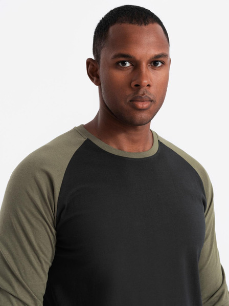 Ombre Clothing Maglietta a maniche lunghe stampata da uomo - Nero V1 OM-LSPT-0119 Ombre Clothing