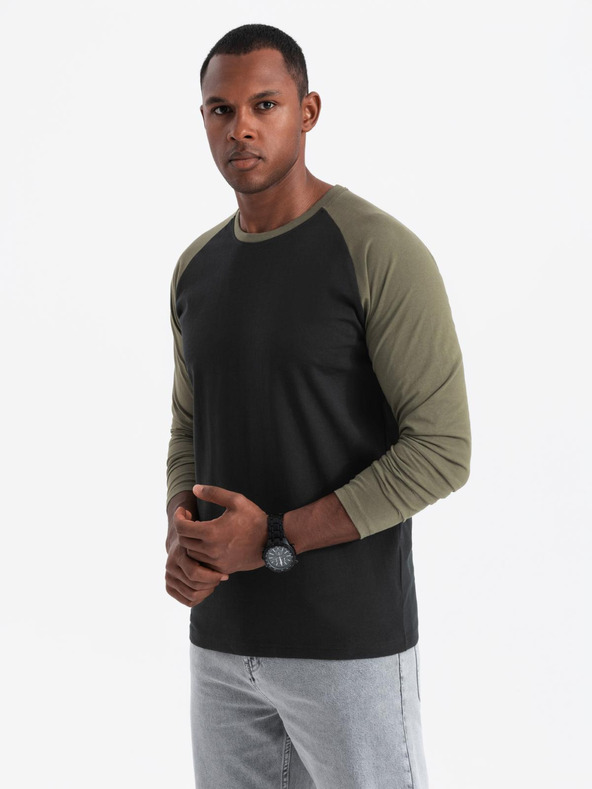 Ombre Clothing Maglietta a maniche lunghe stampata da uomo - Nero V1 OM-LSPT-0119 Ombre Clothing