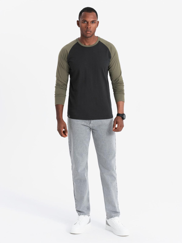 Ombre Clothing Maglietta a maniche lunghe stampata da uomo - Nero V1 OM-LSPT-0119 Ombre Clothing