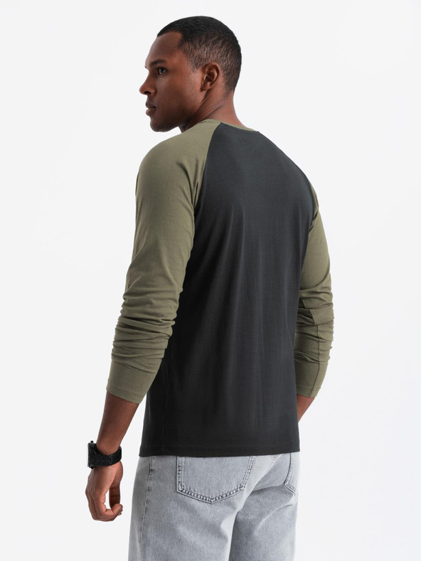 Ombre Clothing Maglietta a maniche lunghe stampata da uomo - Nero V1 OM-LSPT-0119 Ombre Clothing