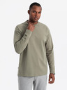 Ombre Clothing T-shirt uomo LOOSE FIT in cotone a manica lunga e girocollo - kaki V4 OM-LSBC-0129 Ombre Clothing