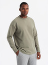 Ombre Clothing T-shirt uomo LOOSE FIT in cotone a manica lunga e girocollo - kaki V4 OM-LSBC-0129 Ombre Clothing