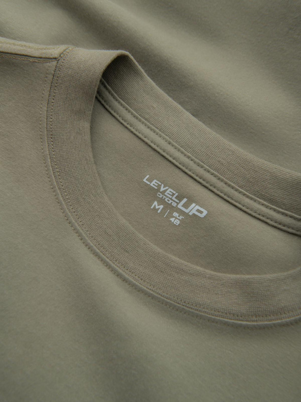 Ombre Clothing T-shirt uomo LOOSE FIT in cotone a manica lunga e girocollo - kaki V4 OM-LSBC-0129 Ombre Clothing