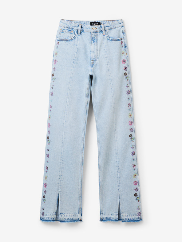 Desigual Jeans a gamba larga Desigual Flores blu chiaro da donna