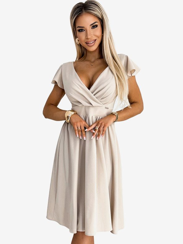 numoco Abito con scollatura e maniche corte - beige Numoco MATILDE