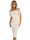 numoco 599-1 CARMEN Abito midi aderente in stile spagnolo - beige