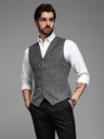 Ombre Clothing Gilet da uomo in misto lana con risvolti a quadri Ombre Clothing