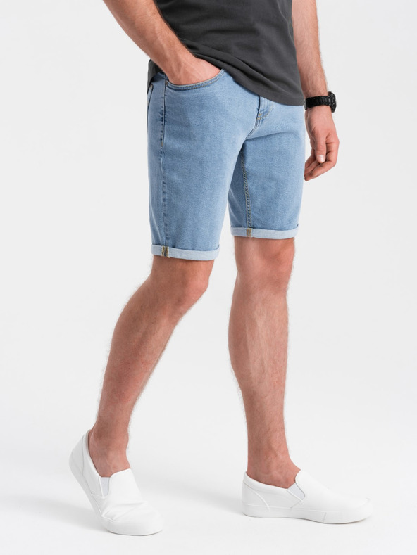 Ombre Clothing Pantaloncini di jeans da uomo con risvolto Ombre Clothing