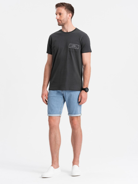 Ombre Clothing Pantaloncini di jeans da uomo con risvolto Ombre Clothing