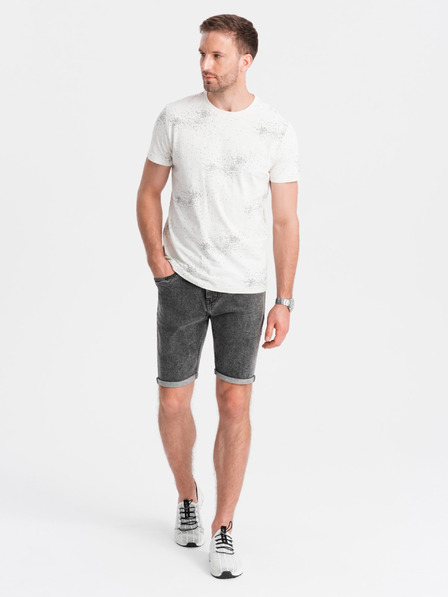 Ombre Clothing Pantaloncini di jeans da uomo con risvolto Ombre Clothing