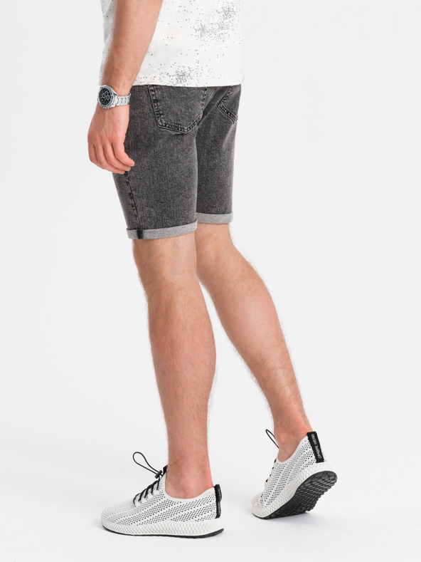 Ombre Clothing Pantaloncini di jeans da uomo con risvolto Ombre Clothing