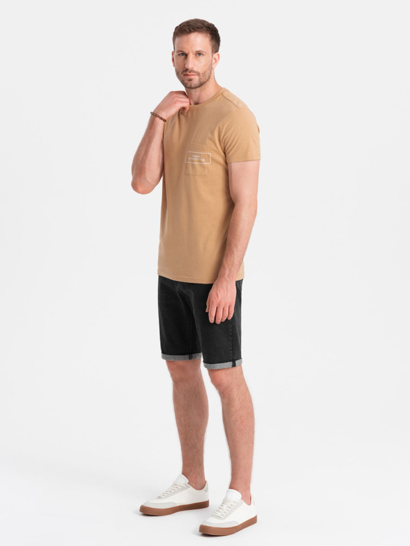 Ombre Clothing Pantaloncini di jeans da uomo con risvolto Ombre Clothing