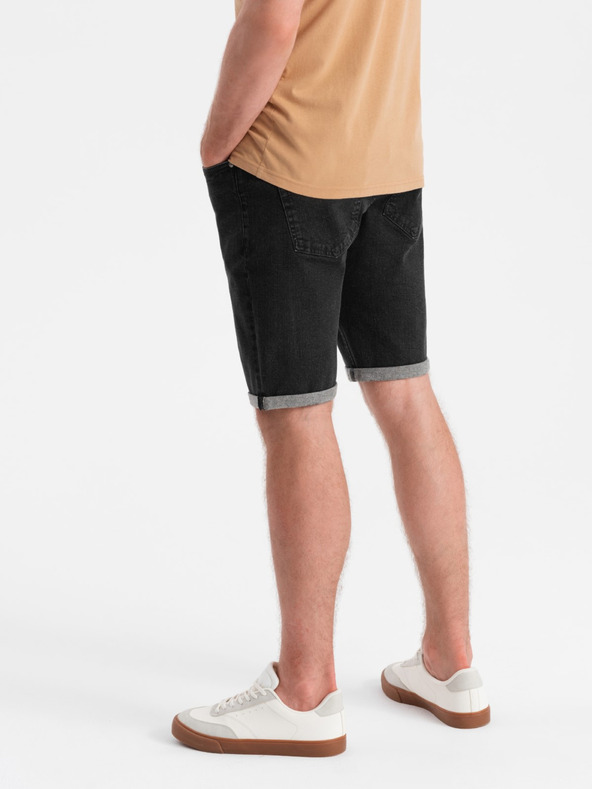 Ombre Clothing Pantaloncini di jeans da uomo con risvolto Ombre Clothing