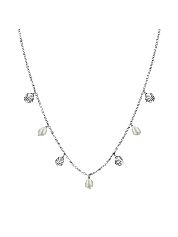 Rosefield Collana in acciaio da donna Rosefield Multi Shell and Pearl Charms