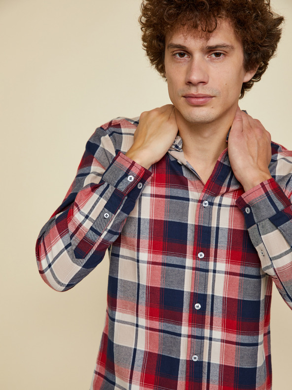 ZOOT.lab Camicia a quadri da uomo beige-rossa ZOOT.lab Ota