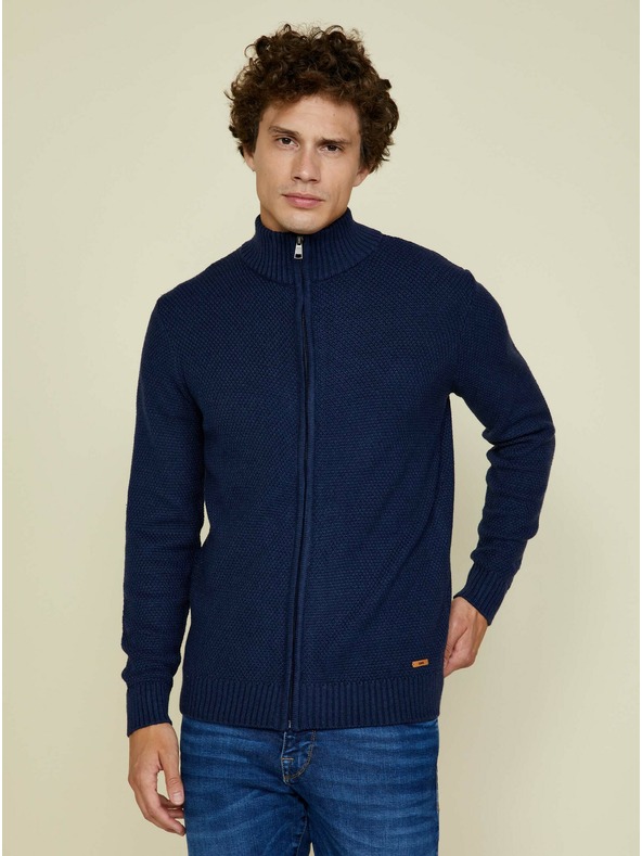 ZOOT.lab Cardigan blu scuro da uomo con zip e collo alto ZOOT.lab Brad
