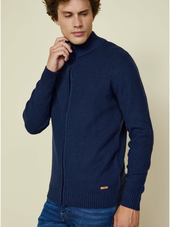 ZOOT.lab Cardigan blu scuro da uomo con zip e collo alto ZOOT.lab Brad