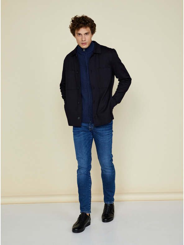 ZOOT.lab Cardigan blu scuro da uomo con zip e collo alto ZOOT.lab Brad