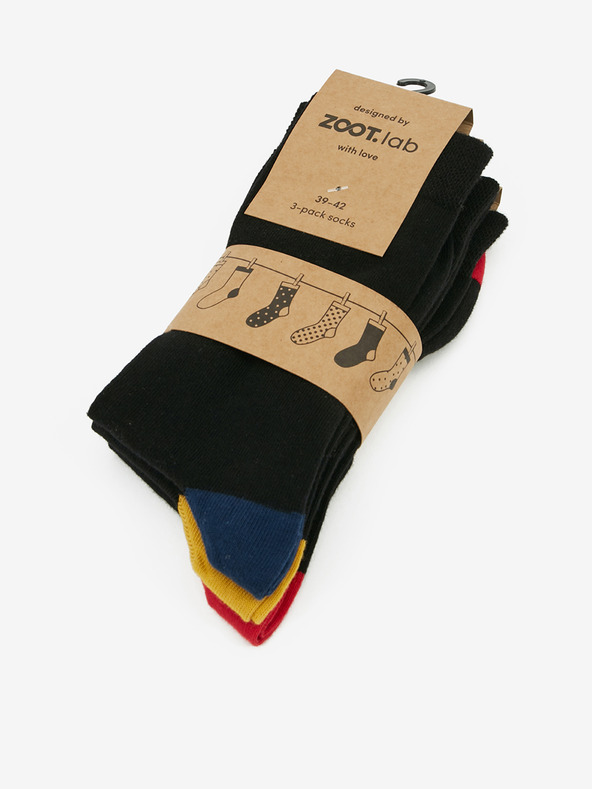 ZOOT.lab Set di tre paia di calzini da uomo neri ZOOT.lab