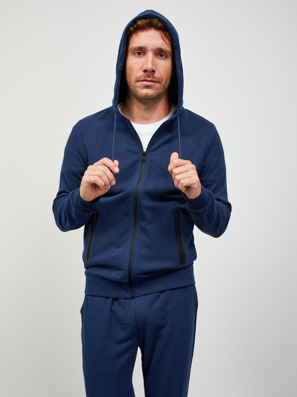 ZOOT.lab Felpa con cappuccio basic con zip blu scuro da uomo ZOOT.lab Ralph