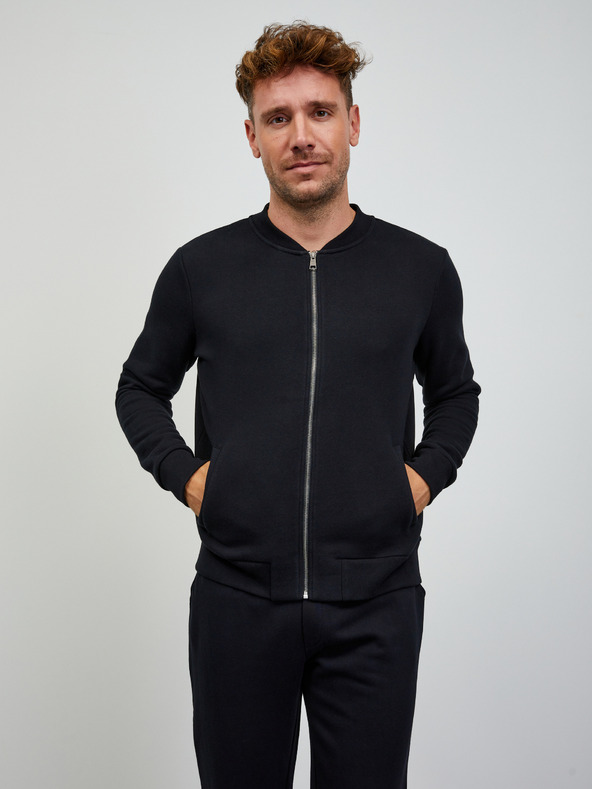 ZOOT.lab Felpa nera con cappuccio basic zip da uomo ZOOT.lab Keanu