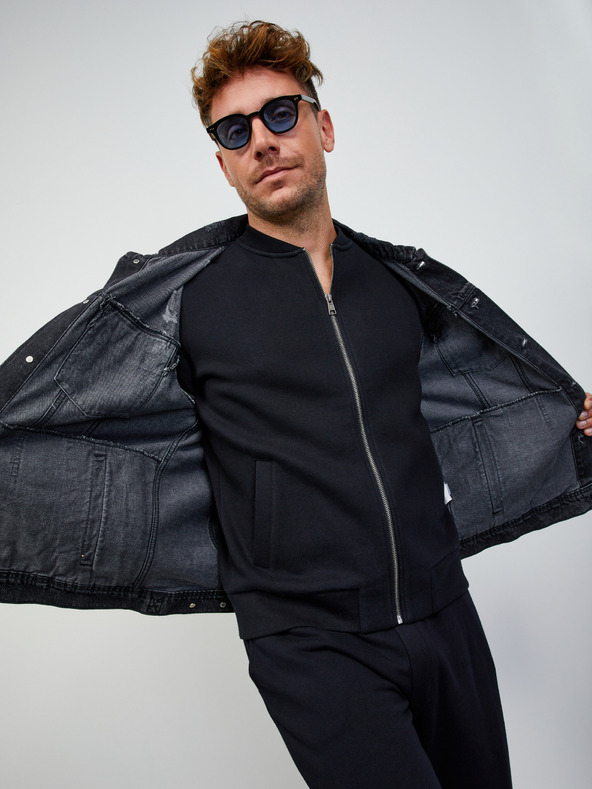 ZOOT.lab Felpa nera con cappuccio basic zip da uomo ZOOT.lab Keanu