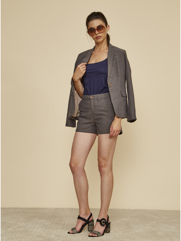 ZOOT.lab Pantaloncini da donna beige a righe con lino ZOOT.lab Jade