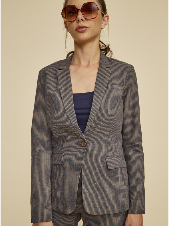 ZOOT.lab Giacca marrone da donna a righe con lino ZOOT.lab Dorothy