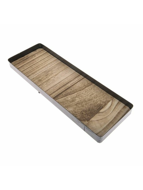 Casa de Engel Vassoio in metallo con base in legno, 0/20