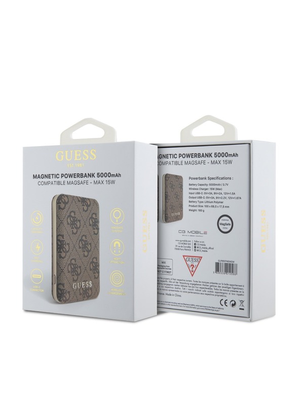 Guess Guess PU 4G MagSafe Powerbank 5000mAh Marrone