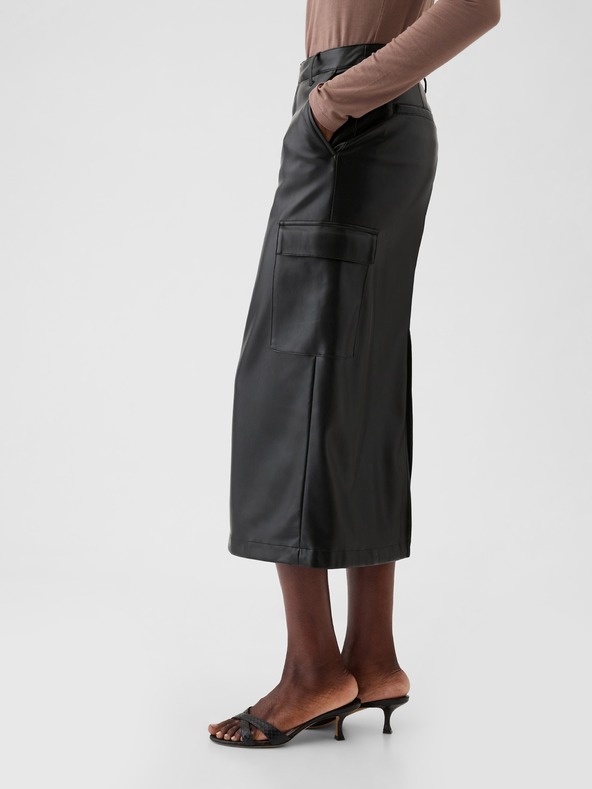 GAP Utility Faux Leather Midi Skirt GAP
