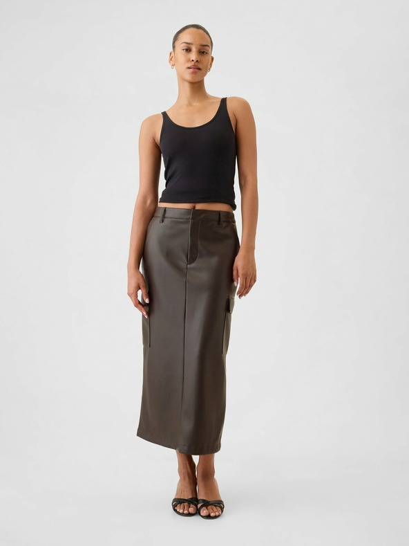 GAP Utility Faux Leather Midi Skirt GAP