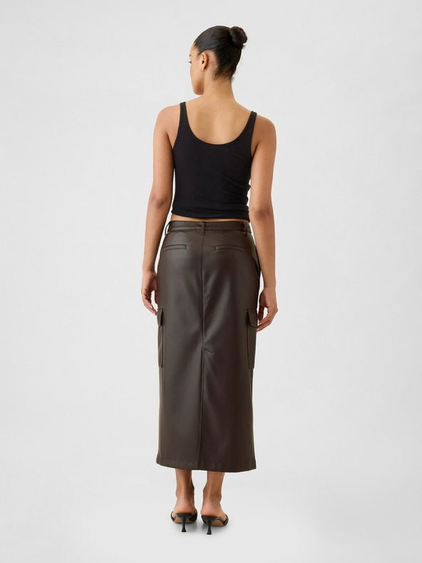 GAP Utility Faux Leather Midi Skirt GAP