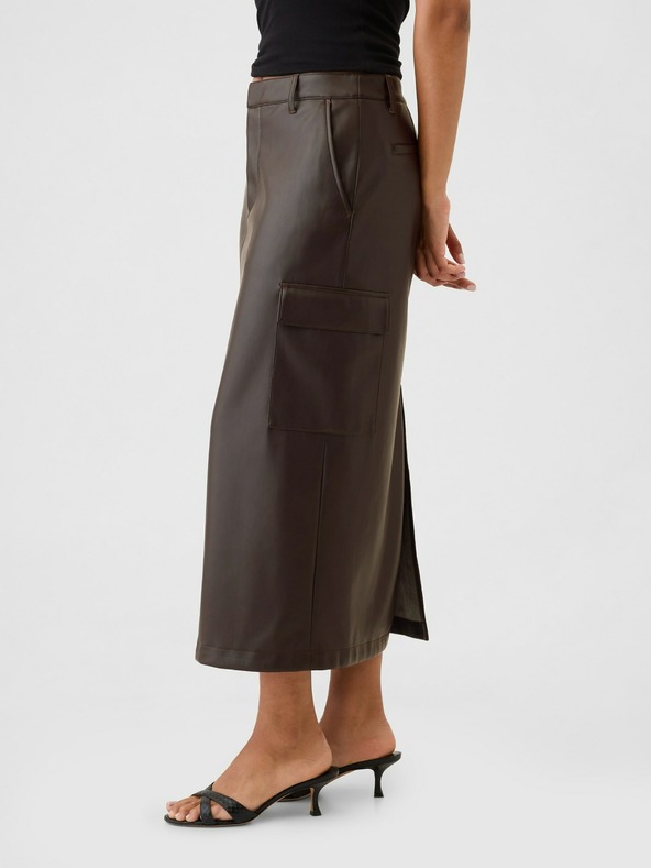 GAP Utility Faux Leather Midi Skirt GAP