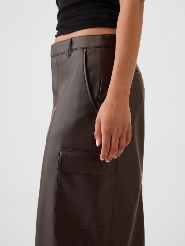 GAP Utility Faux Leather Midi Skirt GAP