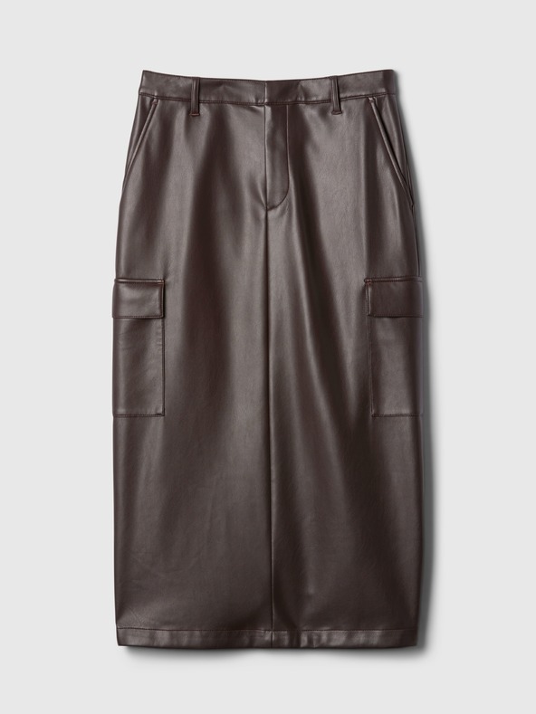 GAP Utility Faux Leather Midi Skirt GAP